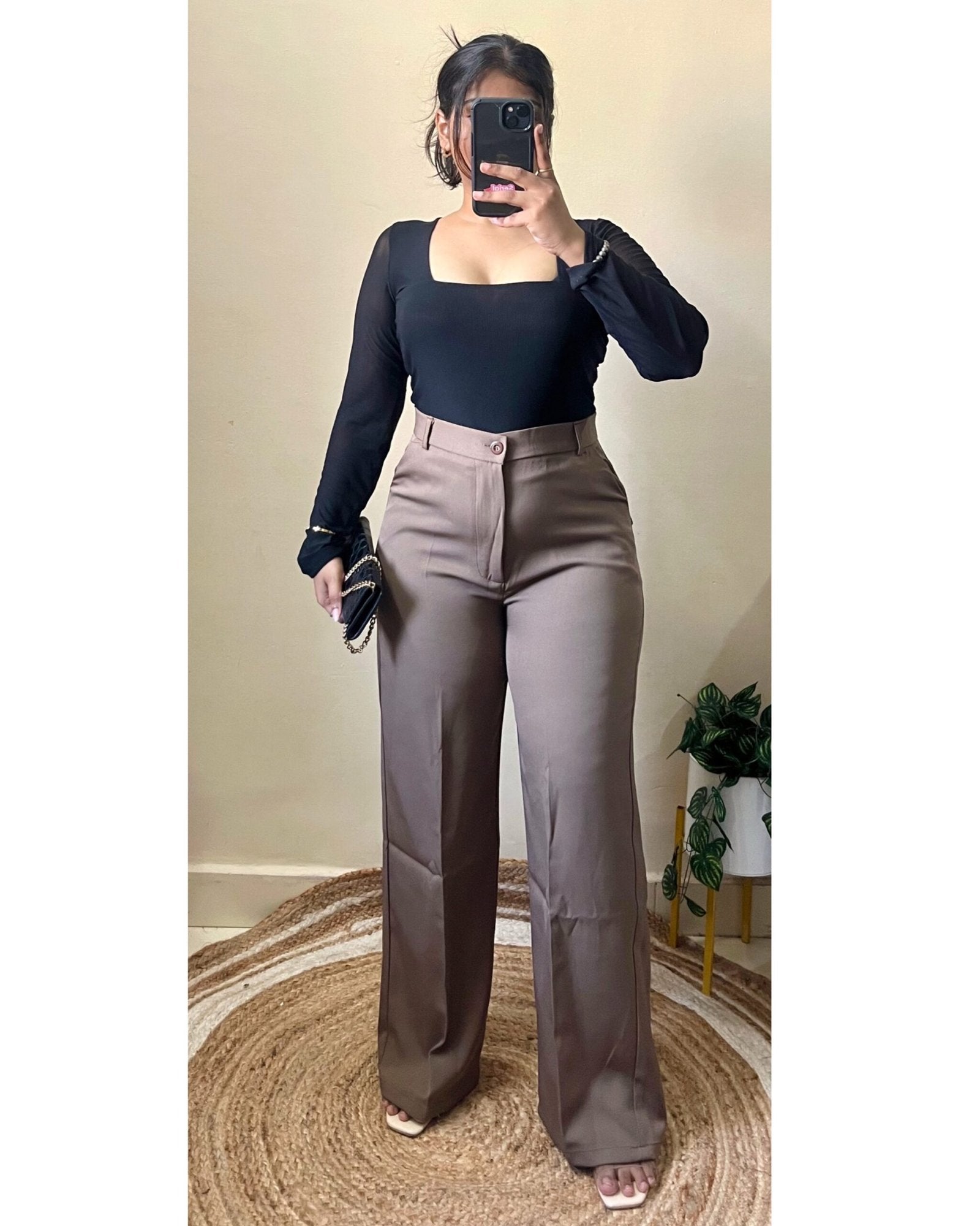 Korean Brownish High Waist Trouser