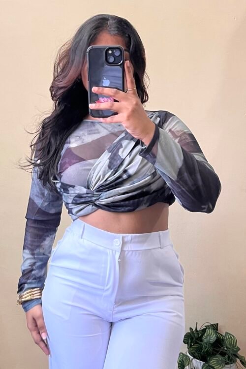 Drop-Crisscross Mesh Top (Free Size : 30-36 Bust)