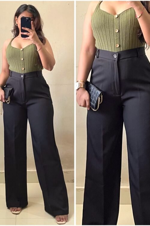 Korean Black High Waist Trouser