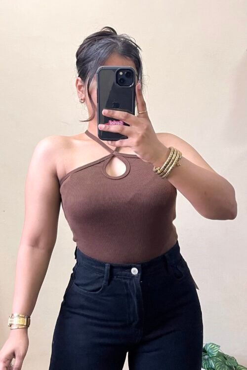 Basic Brown Halter Neck (Free Size Upto 34 Bust)