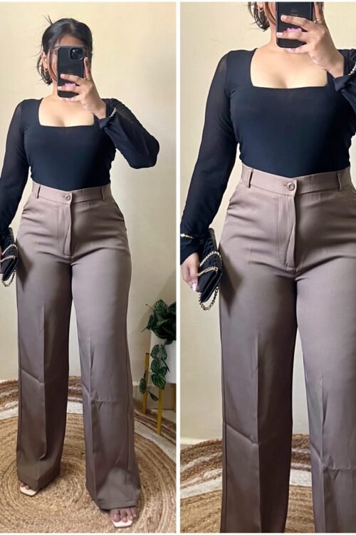 Korean Khaaki Brown High Waist Trouser