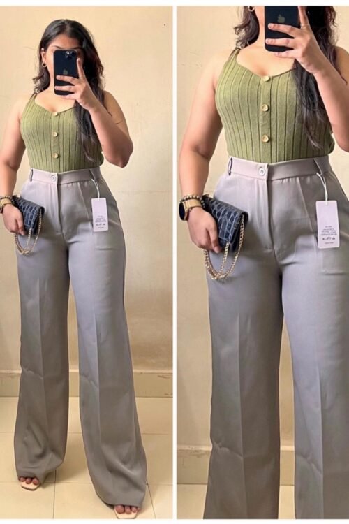 Korean Fossil Grey High Waist Trouser