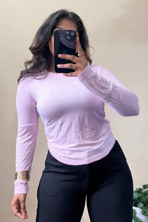 Pink Body Hugged Long Sleeve Top (Size : 30-36 Bust)