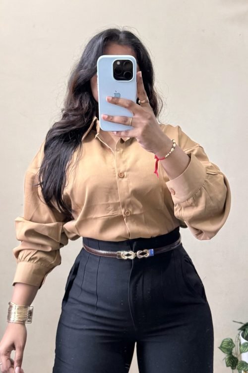 Beige Formal Long Sleeve Shirt (Free Size : 34-40 Bust)