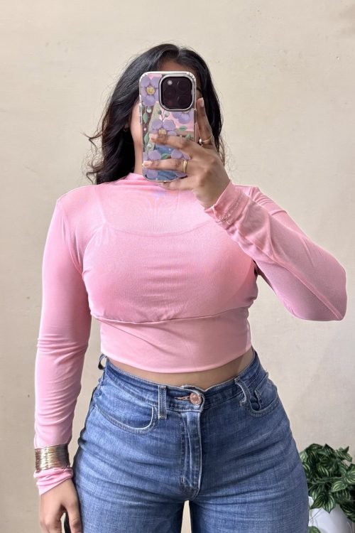 Pink Mesh Top With Attached Padded Inner (Size : 34-38 Bust)