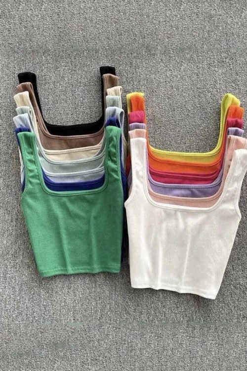 Basic Ribbed Tank Top (Free Size)