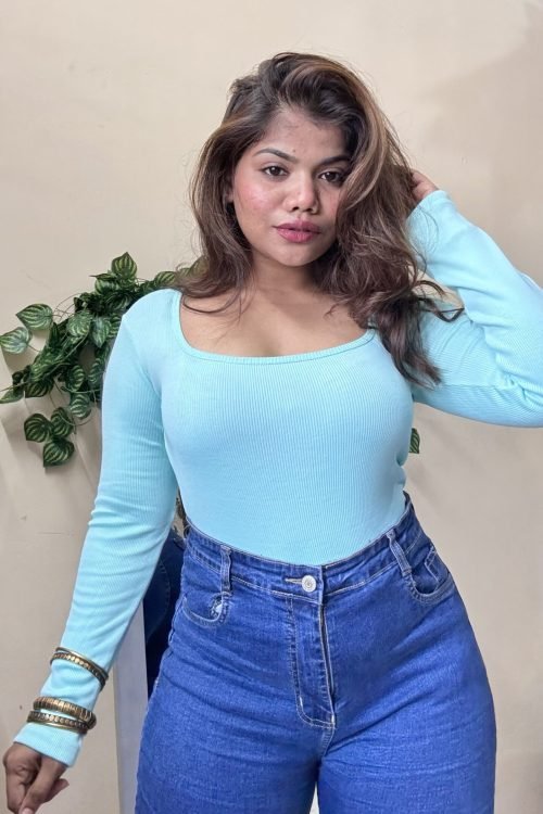 Aqua Blue Square Neck Top(Size : 30-36 Bust)