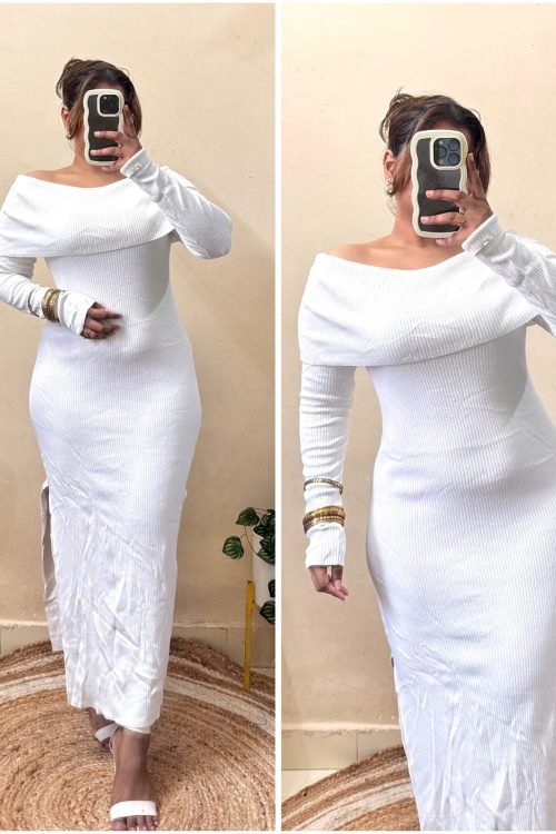 White Bodycon Dress(Size : 30-36 Bust)