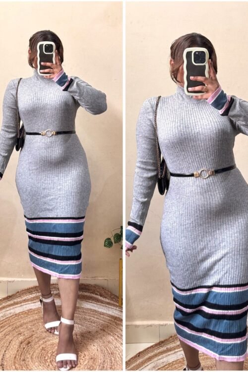 Grey Bodycon Dress With Belt (Size : 30-36 Bust)