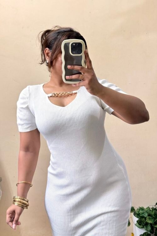 White Bodycon Dress(Size : 30-34 Bust)