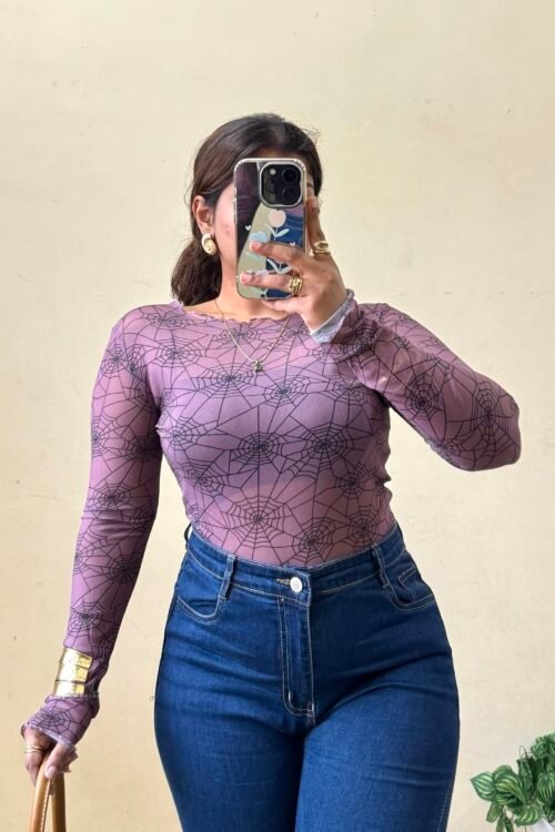 Mauve Side Dori Mesh Top (Free Size Upto 36 Bust)