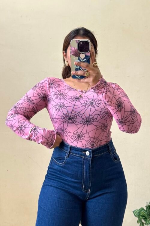 Pink Spider Mesh Top (Size : 30-34 Bust)