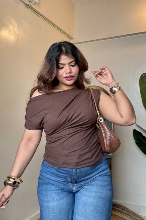 Brown Cowl Neck Top(Free Size: 30-36 Bust)