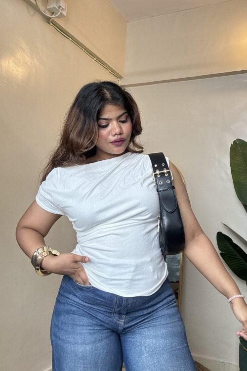 White Cowl Neck Top(Free Size: 30-36 Bust)