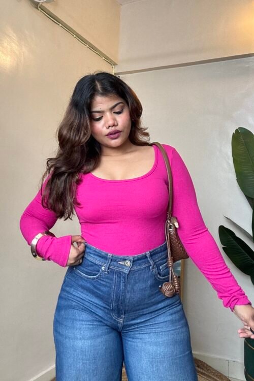 Hot Pink Crossover Back Padded Top(Free Size: 30-36 Bust)
