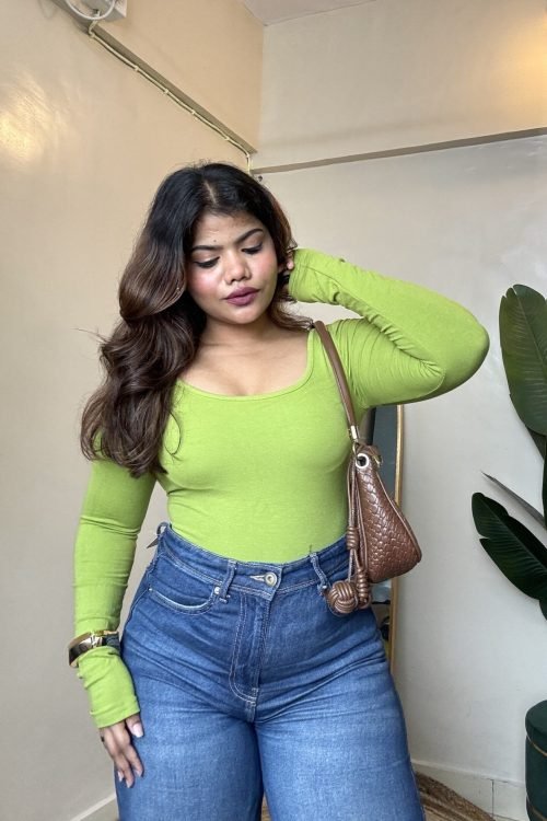Green Crossover Back Padded Top(Free Size: 30-36 Bust)