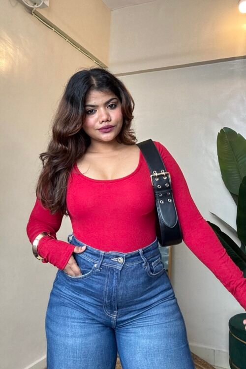 Red Crossover Back Padded Top(Free Size: 30-36 Bust)