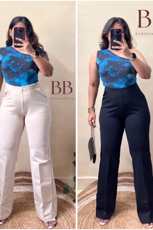 COMBO Bestseller Black & Beige Flared Pant