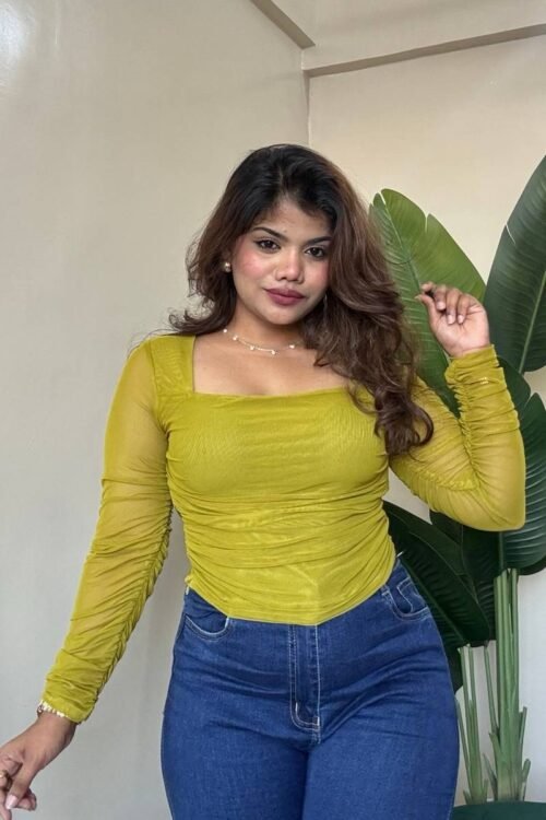 COMBO Bestseller Ruched Mesh Top(Free Size: 30-34 Bust)